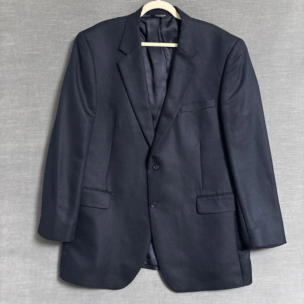 Jos A Bank Sport Coat 46L Blue Herringbone Silk Camelhair Blazer Jacket Classic